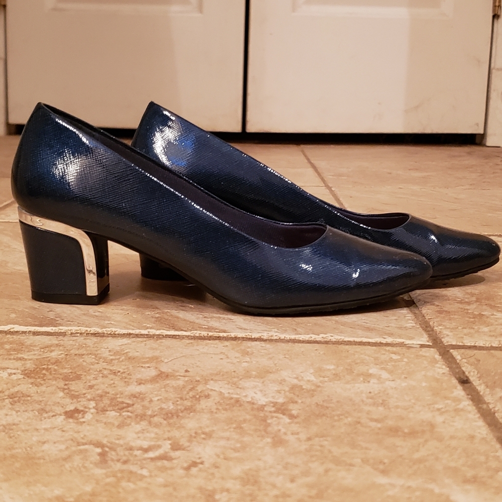 Blue Heels with Silver Details